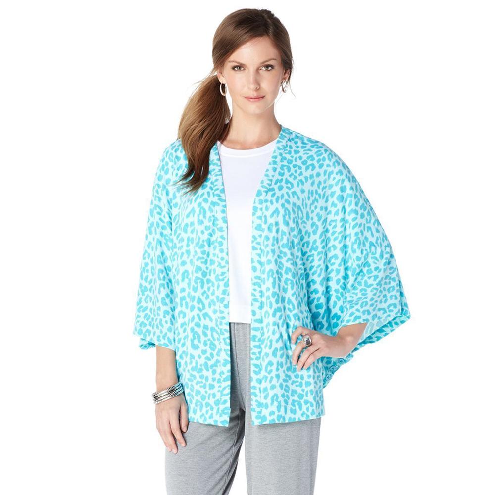 Serena Williams Cardigan with Side Button Closures Scuba Blue Large Size HSN